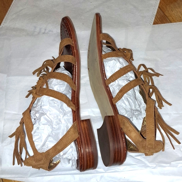 Sam Edelman Strappy Western Fringe Sandals. Brown Suede Leather. SIZE 8 - Picture 5 of 7